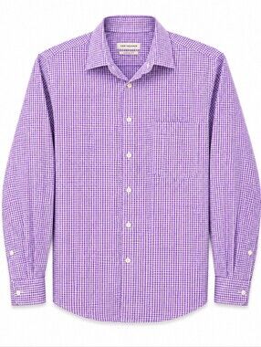 Van Heusen Purple Gingham Spread Collar Fitted Dress Shirt 16.5 L/G